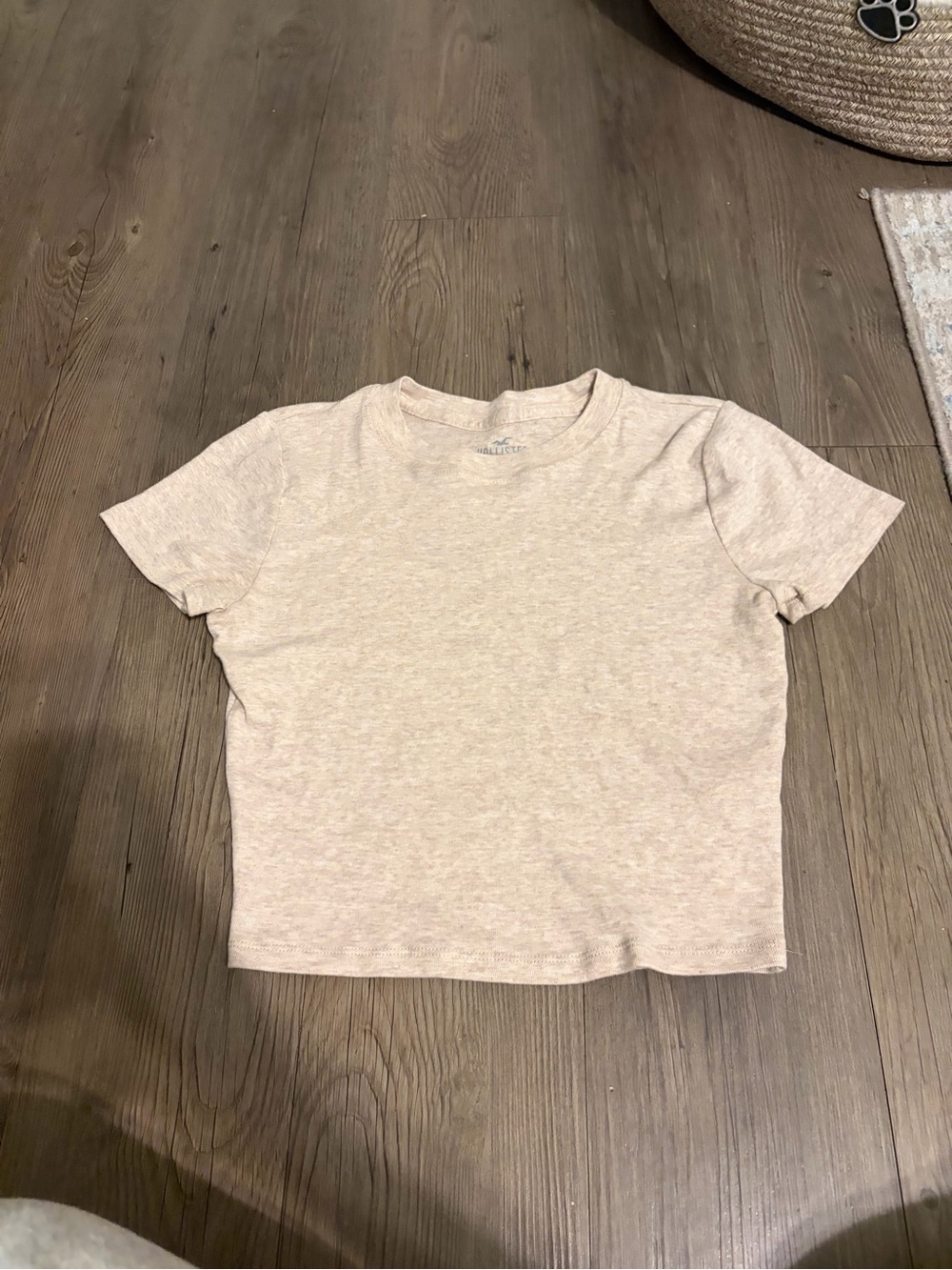 Hollister Basic Crewneck Tee in Light Beige